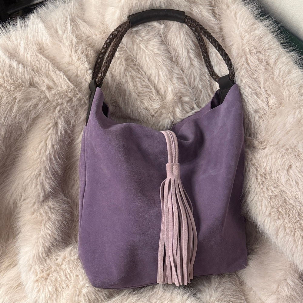 Leather Hobo Bag with tassel